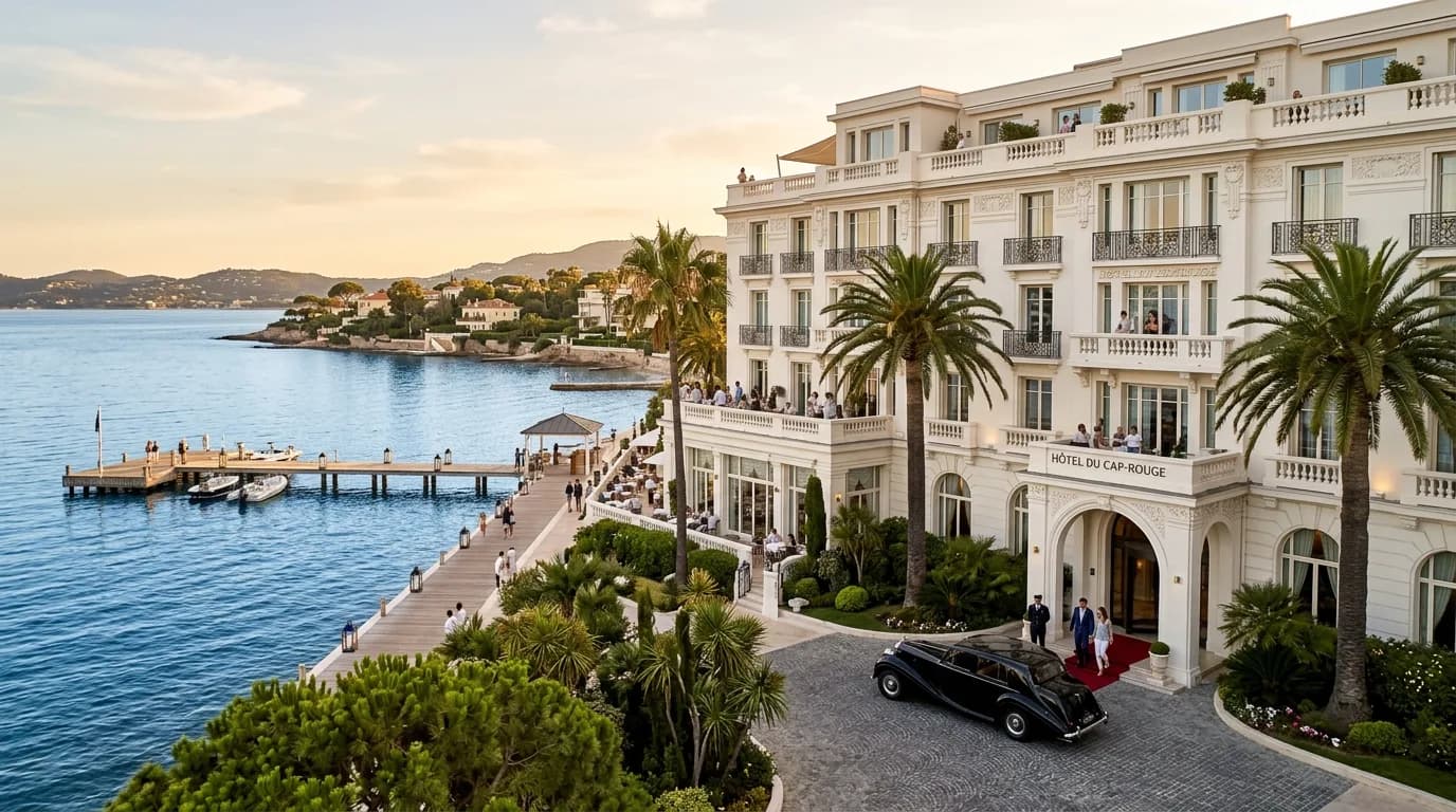 An Art Deco waterfront hotel with a private jetty at Juan-les-Pins on the Riviera