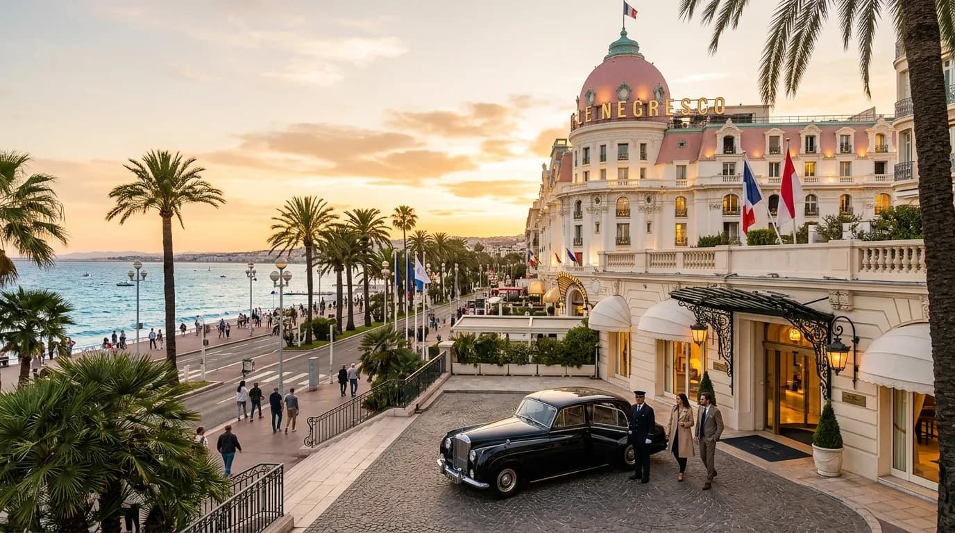 The Belle Époque Hôtel Negresco with its pink dome on the Promenade des Anglais in Nice